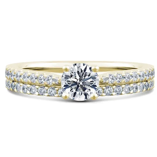 Yellow Gold Diamond Solitaire Bridal Set - Yellow Acacia